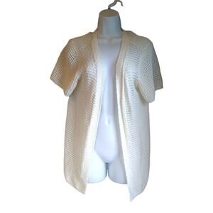 Indigo Short sleeve open front crochet cardigan Size L